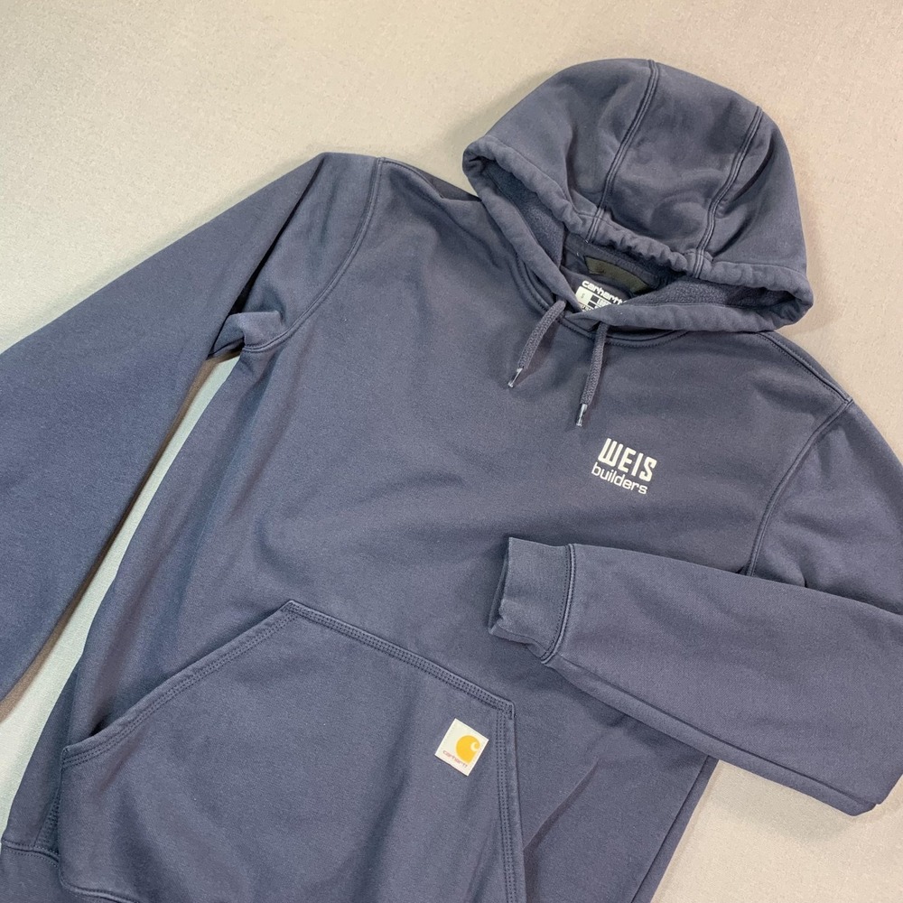 Carhartt Hoodie Men S Navy Blue Loose Fit Fleece Pullover Logo Workwear Gorpcore